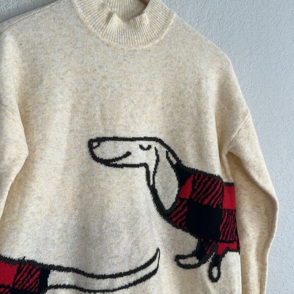 Loft Buffalo Plaid Weiner Dog Sweater Tunic Christmas Winter Cozy Dachsund - Picture 6 of 11